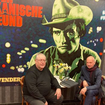 Kalle Somnitz, Programm-Chef der Düsseldorfer Filmkunstkinos, mit Regisseur Veil Helmer