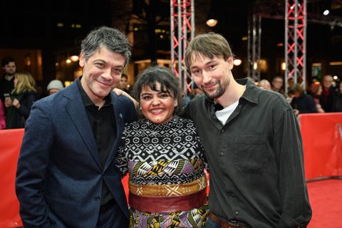 Carlo Ljubek, Sara Fazilat, Michael Fetter Nathansky (v.l.) stellten ALLE DIE DU BIST auf der Berlinale im Panorama vor, Foto: Berlinale.