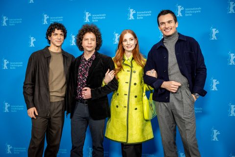 Isaac Hernández, Michel Franco, Jessica Chastain und Rupert Friend (v,l.) beim Photo-Call von Dreams